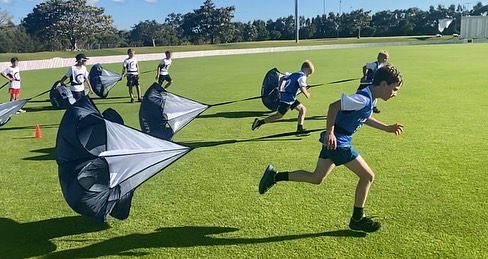 EC Sportz Academy athletes completing resisted speed training