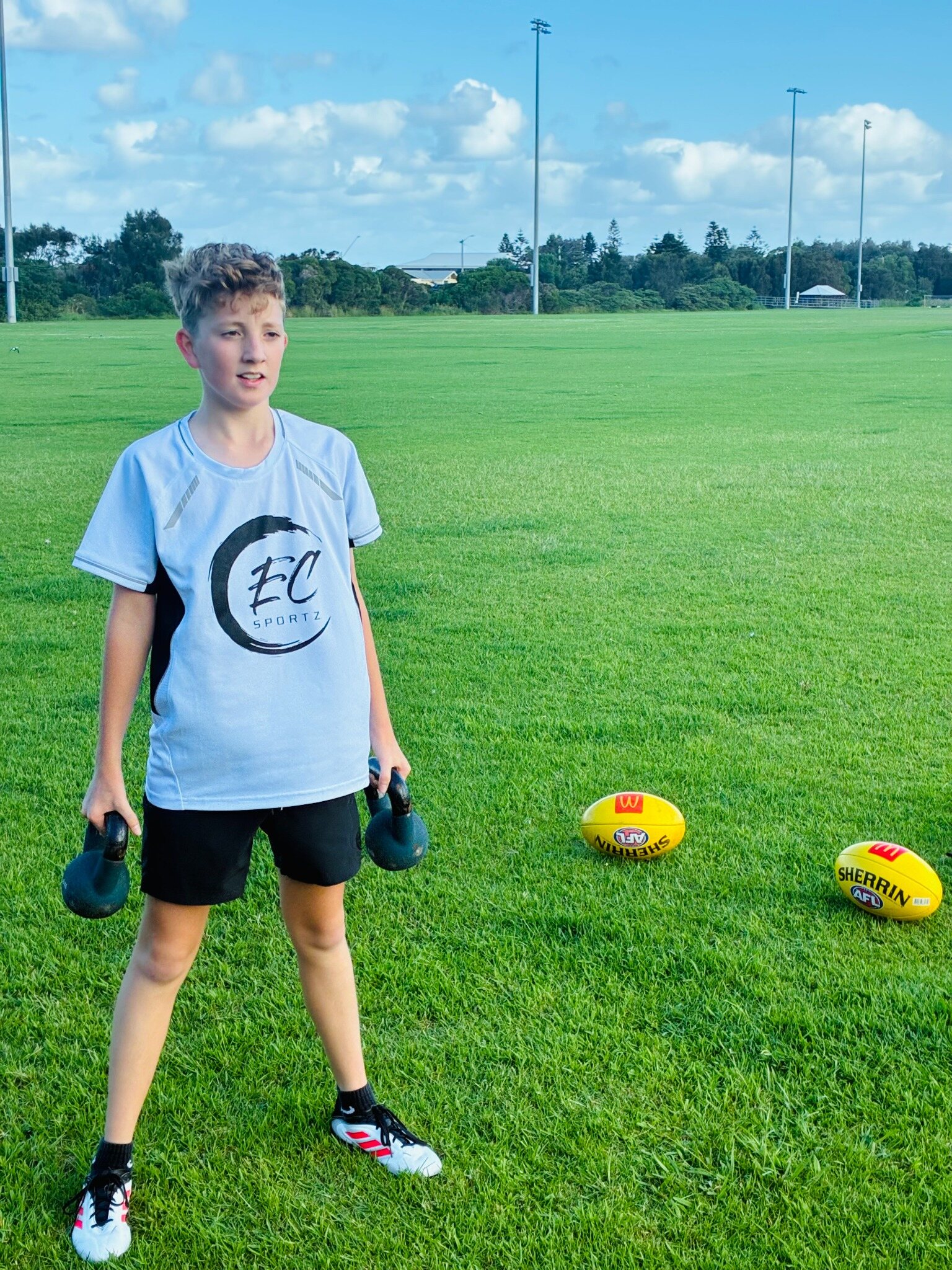 Young EC Sportz Academy athlete completing strength and conditioning training